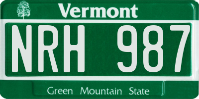 VT license plate NRH987