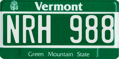 VT license plate NRH988