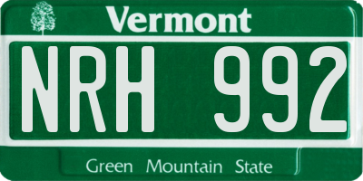 VT license plate NRH992