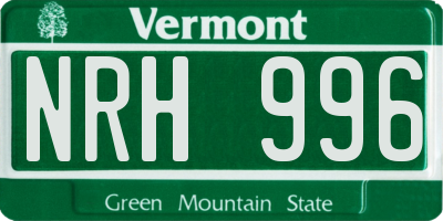 VT license plate NRH996