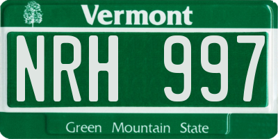 VT license plate NRH997