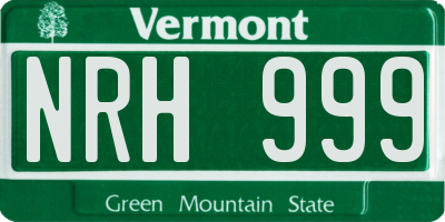 VT license plate NRH999