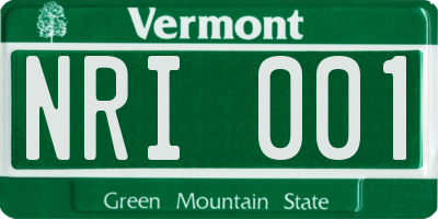 VT license plate NRI001