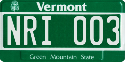 VT license plate NRI003