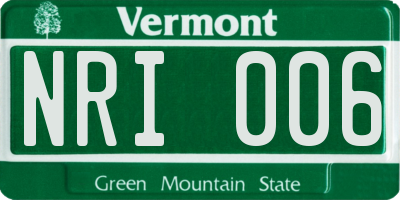 VT license plate NRI006