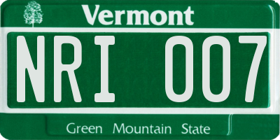 VT license plate NRI007