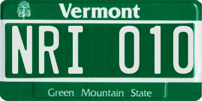VT license plate NRI010