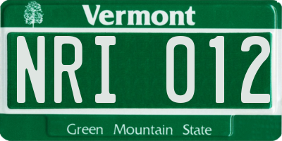VT license plate NRI012