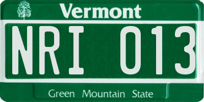 VT license plate NRI013