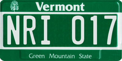 VT license plate NRI017