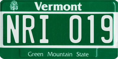 VT license plate NRI019