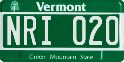VT license plate NRI020