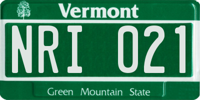 VT license plate NRI021