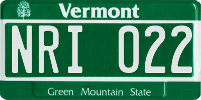 VT license plate NRI022