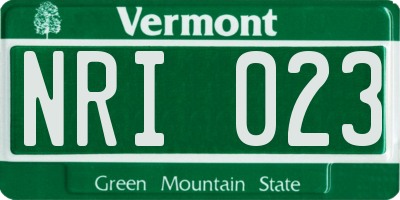VT license plate NRI023