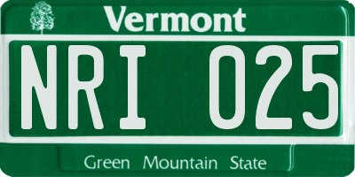 VT license plate NRI025