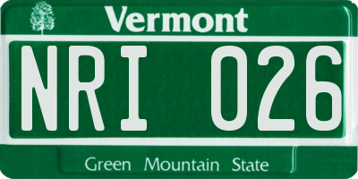 VT license plate NRI026