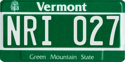 VT license plate NRI027