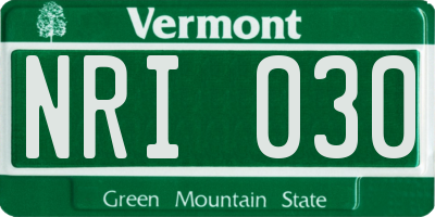 VT license plate NRI030