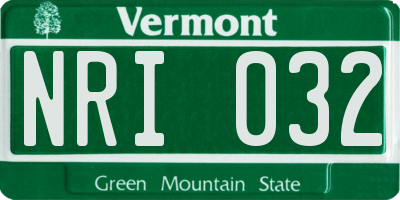 VT license plate NRI032