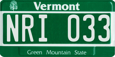 VT license plate NRI033
