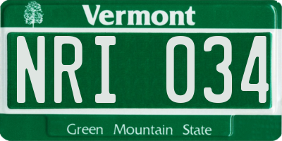VT license plate NRI034