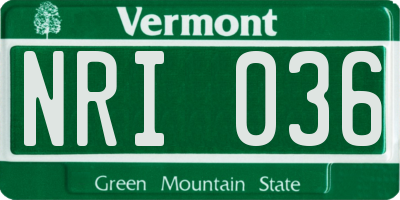 VT license plate NRI036