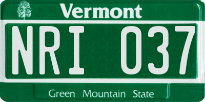VT license plate NRI037