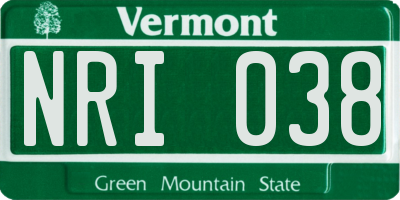 VT license plate NRI038