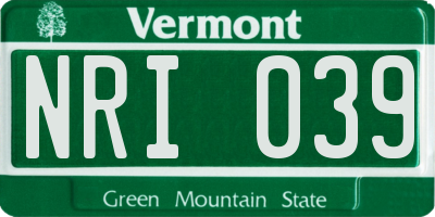 VT license plate NRI039