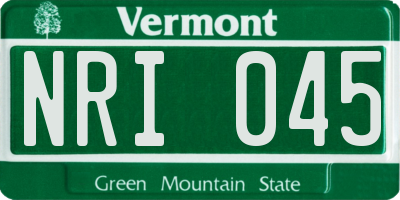 VT license plate NRI045