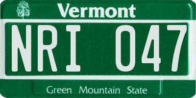 VT license plate NRI047