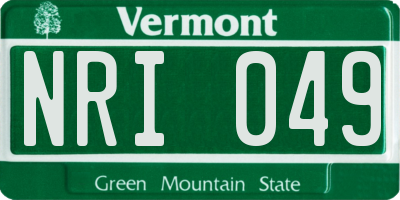 VT license plate NRI049