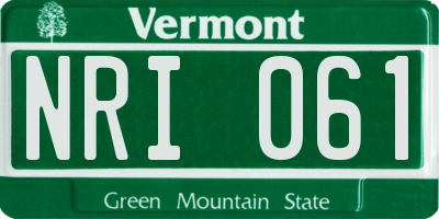 VT license plate NRI061