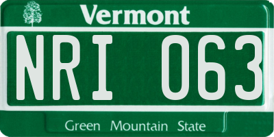 VT license plate NRI063