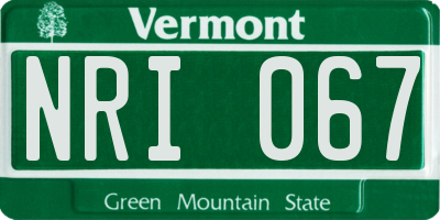 VT license plate NRI067