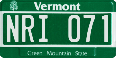 VT license plate NRI071