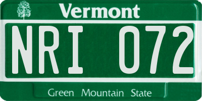 VT license plate NRI072