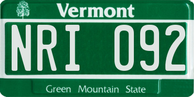 VT license plate NRI092