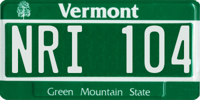 VT license plate NRI104