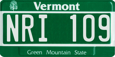 VT license plate NRI109