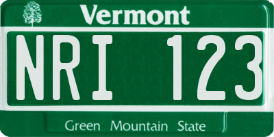 VT license plate NRI123