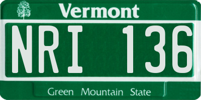 VT license plate NRI136