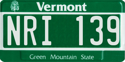 VT license plate NRI139