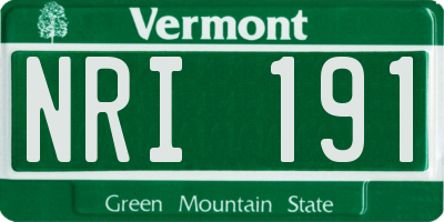 VT license plate NRI191