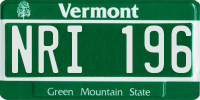 VT license plate NRI196
