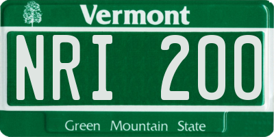 VT license plate NRI200