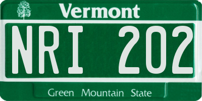 VT license plate NRI202