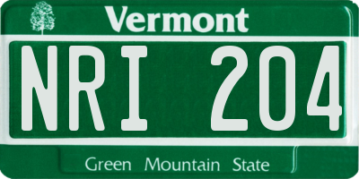 VT license plate NRI204