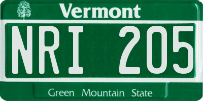 VT license plate NRI205